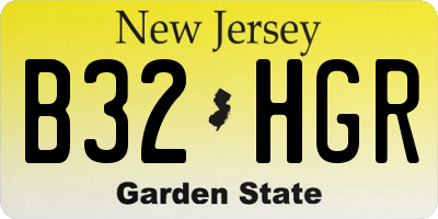 NJ license plate B32HGR