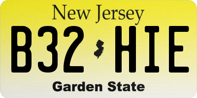NJ license plate B32HIE