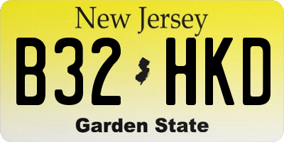 NJ license plate B32HKD