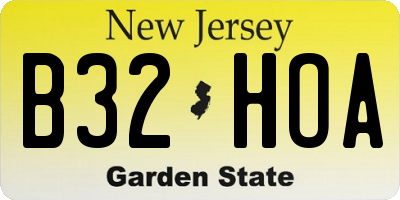 NJ license plate B32HOA