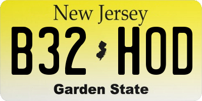 NJ license plate B32HOD