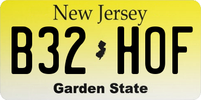 NJ license plate B32HOF