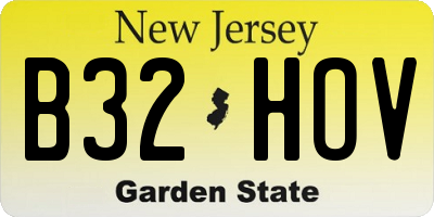 NJ license plate B32HOV