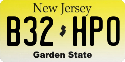 NJ license plate B32HPO