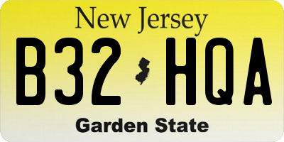NJ license plate B32HQA