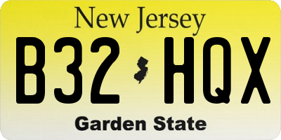 NJ license plate B32HQX