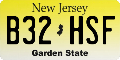 NJ license plate B32HSF