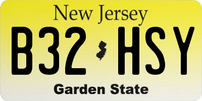 NJ license plate B32HSY