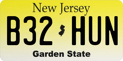 NJ license plate B32HUN