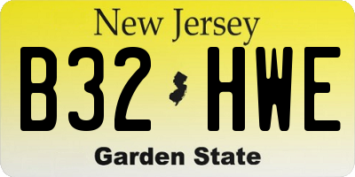 NJ license plate B32HWE