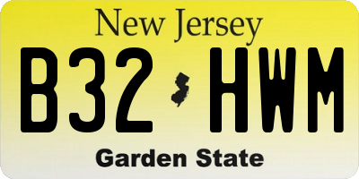 NJ license plate B32HWM