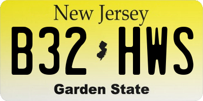 NJ license plate B32HWS