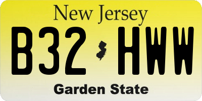 NJ license plate B32HWW