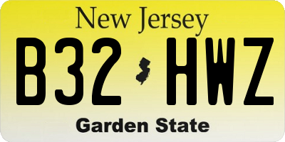 NJ license plate B32HWZ