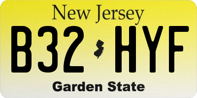 NJ license plate B32HYF