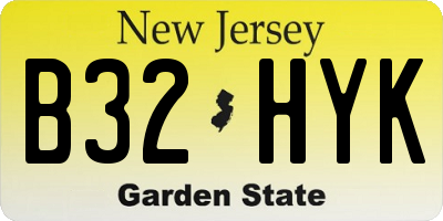 NJ license plate B32HYK