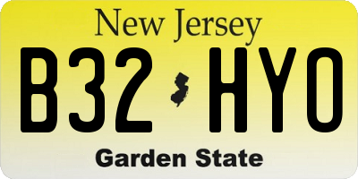 NJ license plate B32HYO