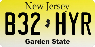 NJ license plate B32HYR