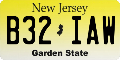 NJ license plate B32IAW