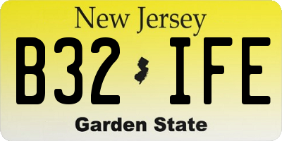 NJ license plate B32IFE