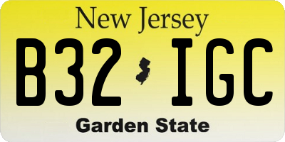 NJ license plate B32IGC