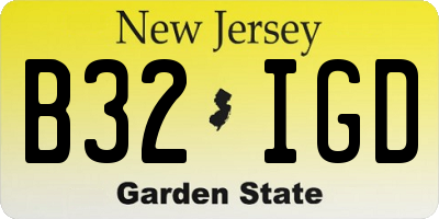 NJ license plate B32IGD
