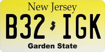 NJ license plate B32IGK
