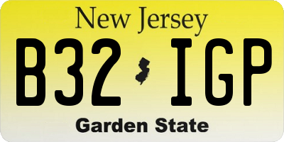 NJ license plate B32IGP