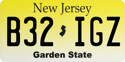 NJ license plate B32IGZ