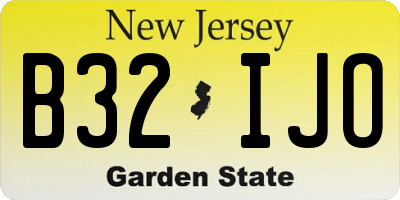 NJ license plate B32IJO