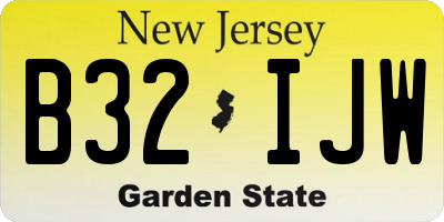 NJ license plate B32IJW