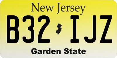 NJ license plate B32IJZ