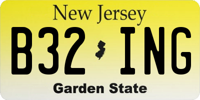 NJ license plate B32ING