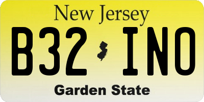 NJ license plate B32INO