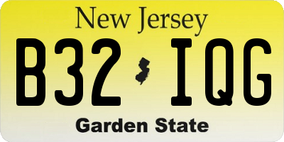 NJ license plate B32IQG