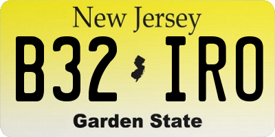 NJ license plate B32IRO