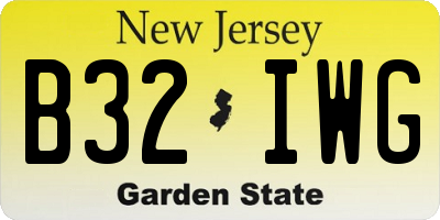 NJ license plate B32IWG