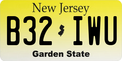 NJ license plate B32IWU