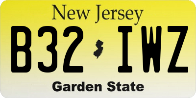 NJ license plate B32IWZ