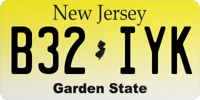 NJ license plate B32IYK