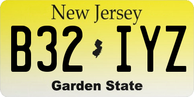 NJ license plate B32IYZ