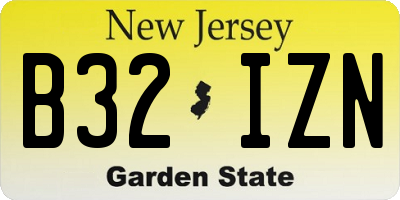 NJ license plate B32IZN