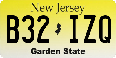 NJ license plate B32IZQ