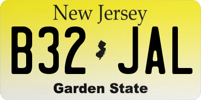 NJ license plate B32JAL