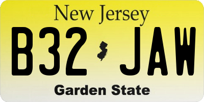 NJ license plate B32JAW