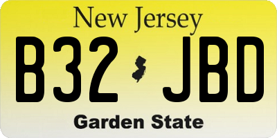 NJ license plate B32JBD