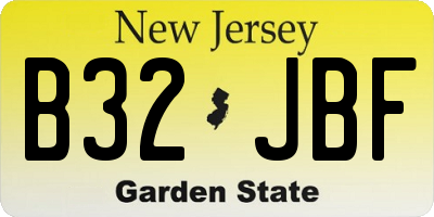 NJ license plate B32JBF