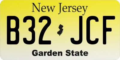 NJ license plate B32JCF