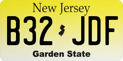 NJ license plate B32JDF