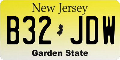 NJ license plate B32JDW